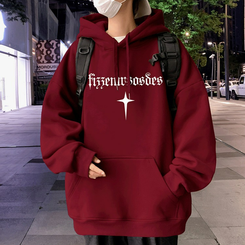 美式復古高街潮牌痞帥寬鬆休閒印花連帽T