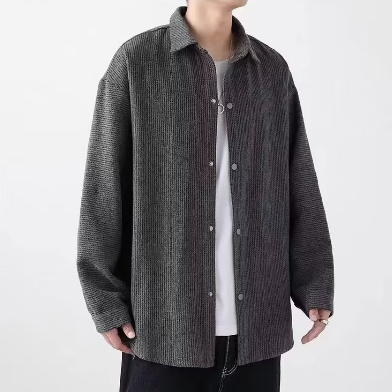 韓版潮流夾克百搭休閒寬鬆翻領工裝襯衫外套