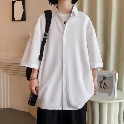 【單件/套裝】韓版寬鬆五分短袖冰絲九分褲三件套裝