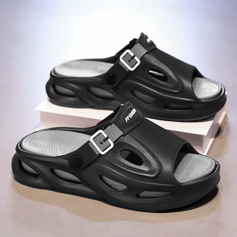 新款厚底EVA拖鞋男款夏季日常外穿百搭一字拖潮流網紅踩屎感涼拖