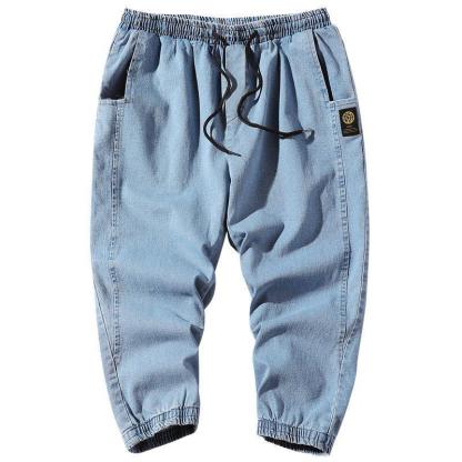 薄款韓版潮流寬鬆直筒休閒七分牛仔褲