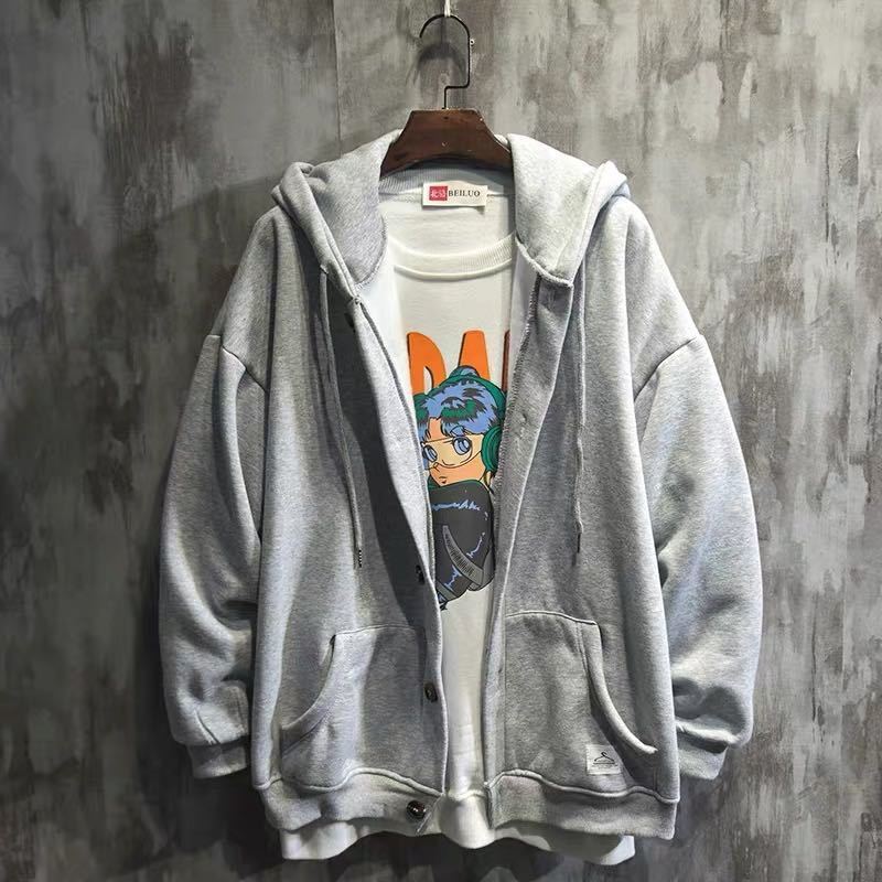 港風加絨連帽衛衣百搭夾克外套韓版