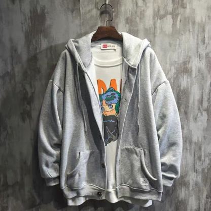 港風加絨連帽衛衣百搭夾克外套韓版