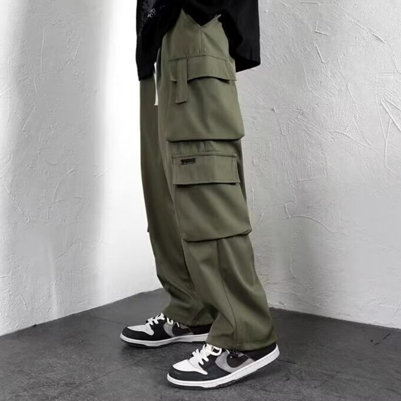 美式休閒直筒薄款口袋寬鬆大碼運動百搭工裝褲