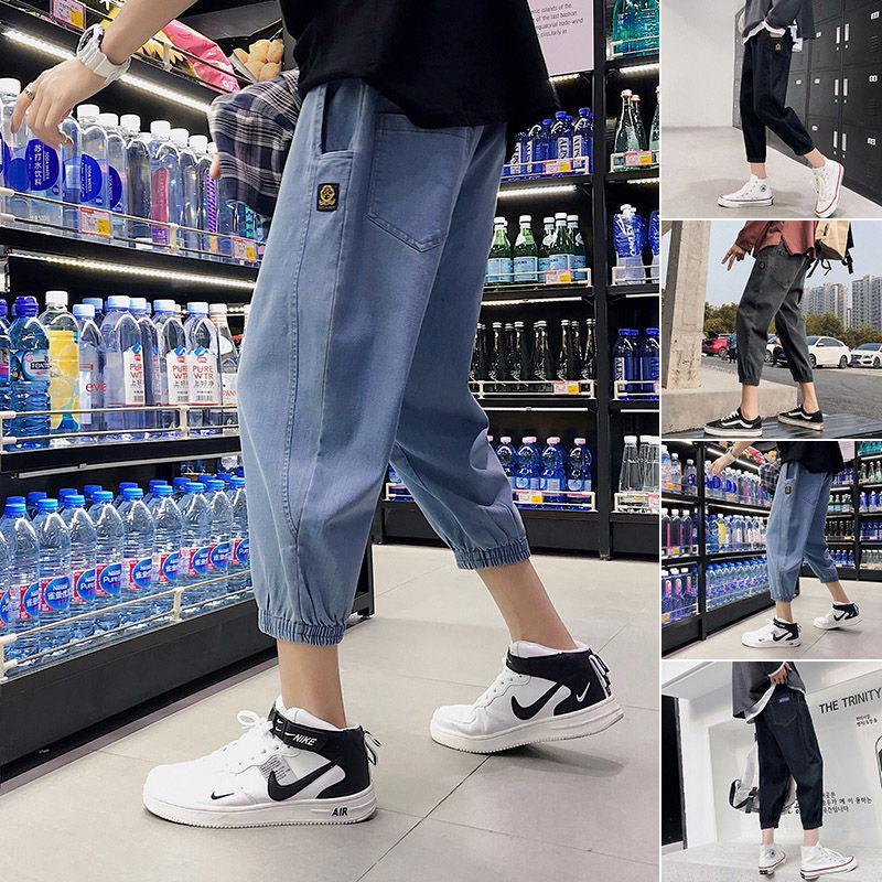 薄款韓版潮流寬鬆直筒休閒七分牛仔褲