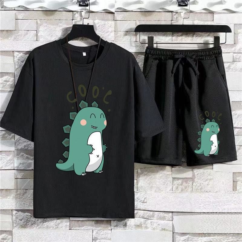 【整套】小恐龍韓版休閒短袖T恤運動短褲套裝