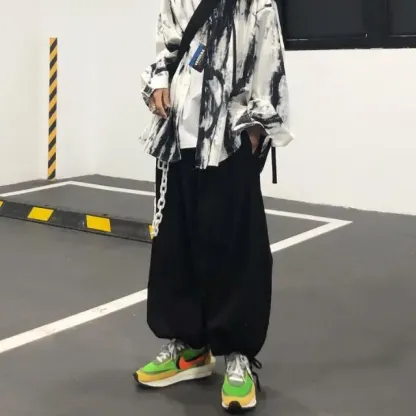 韓國ulzzang復古街頭日系工裝寬鬆闊腿燈籠褲