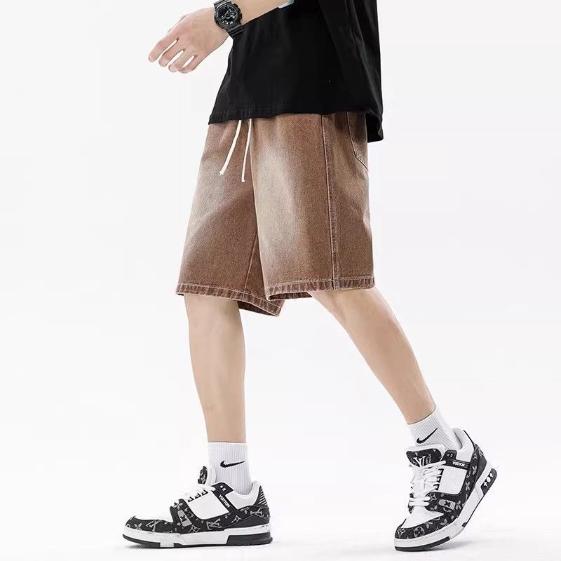 漸變直筒牛仔褲寬鬆休閒五分褲