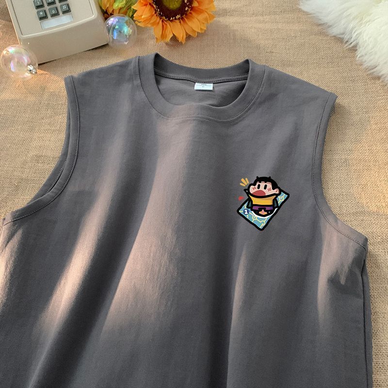 日系休閒寬鬆小新動漫小眾無袖T恤