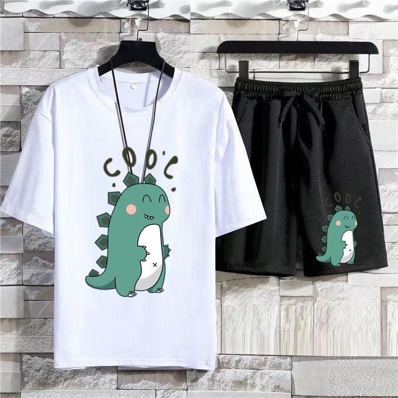 【整套】小恐龍韓版休閒短袖T恤運動短褲套裝