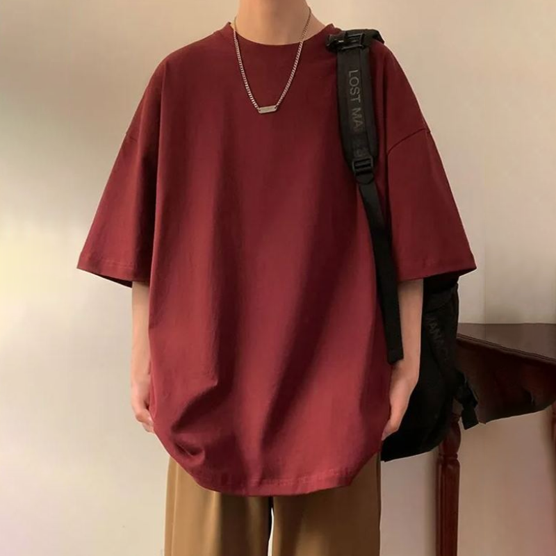 重磅新款ins潮純棉寬鬆純色五分袖短袖t恤