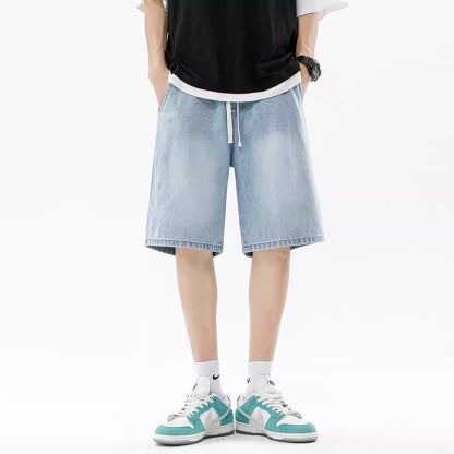 漸變直筒牛仔褲寬鬆休閒五分褲