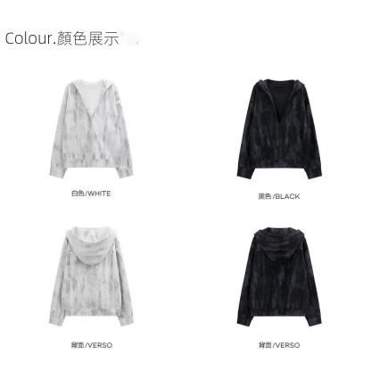 深V領港風潮牌滿印寬鬆百搭套頭連帽T