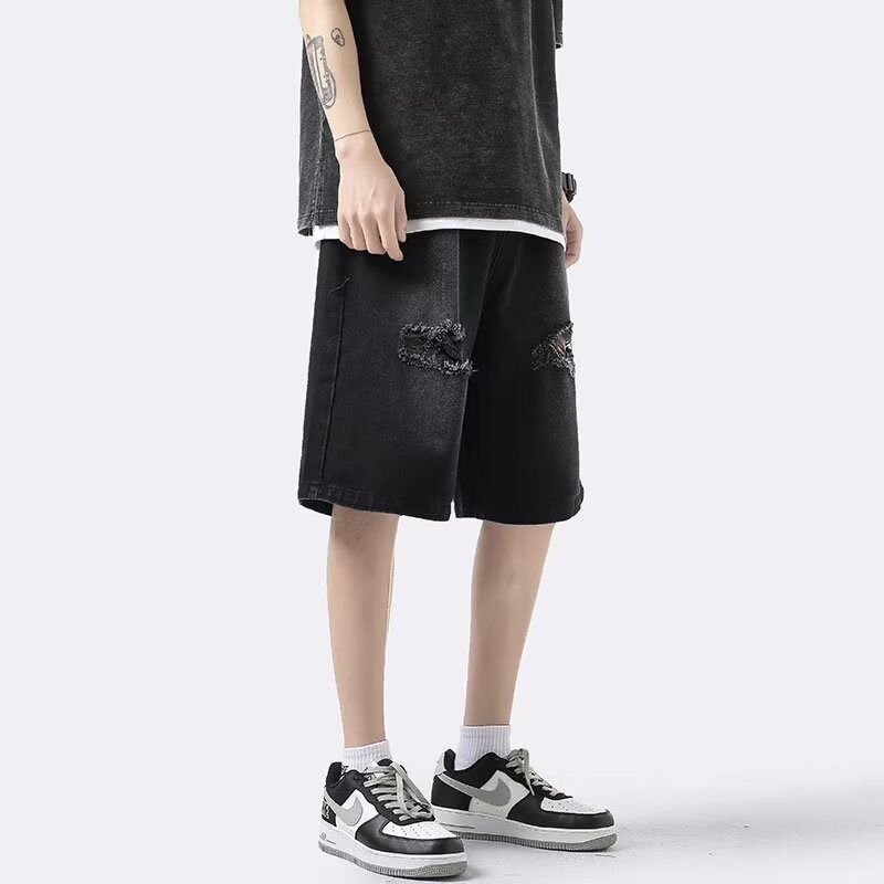 【單件/套裝】潮流寬鬆短袖帥氣牛仔短褲兩件套裝