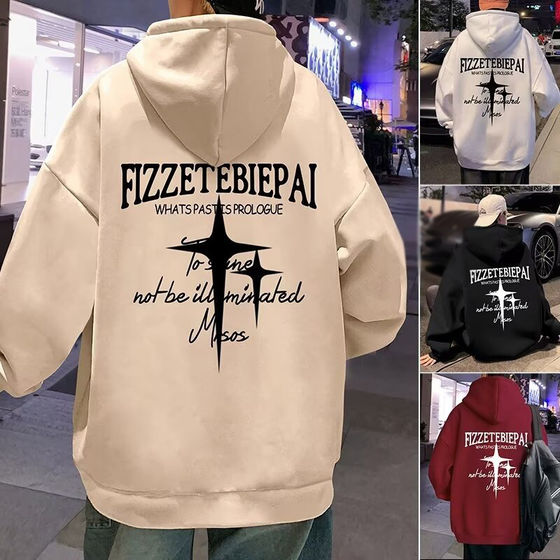 美式復古高街潮牌痞帥寬鬆休閒印花連帽T