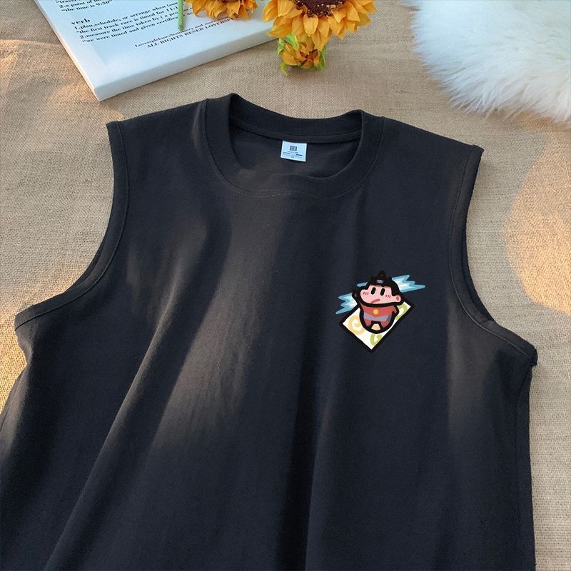 日系休閒寬鬆小新動漫小眾無袖T恤