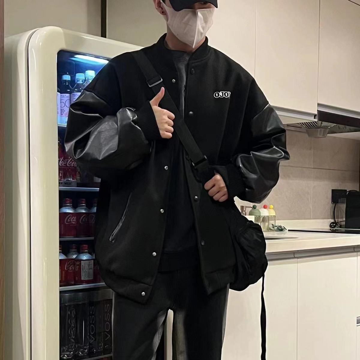 美式復古休閒拼接棒球服百搭情侶夾克外套-NitSoon