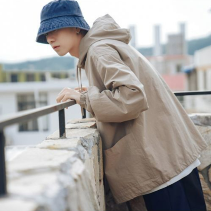 薄款素色抽繩潮流日系寬鬆休閒連帽T