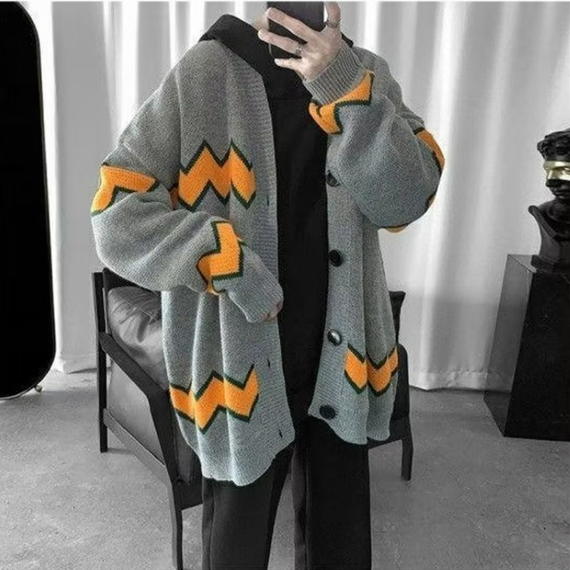 韓版暗黑系毛衣外套寬鬆慵懶長袖針織開衫