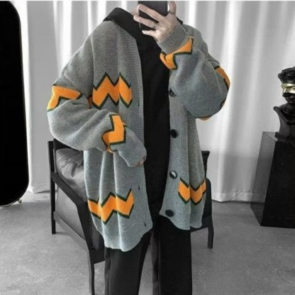 韓版暗黑系毛衣外套寬鬆慵懶長袖針織開衫