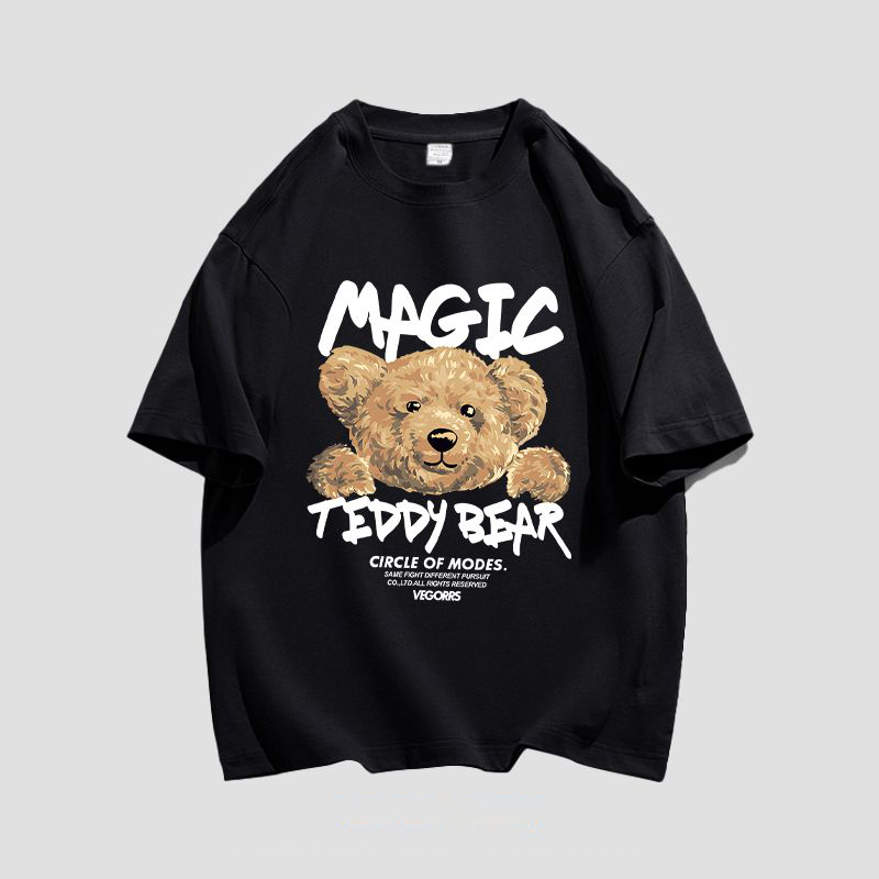 小熊潮流男女款印花韓版短袖T恤