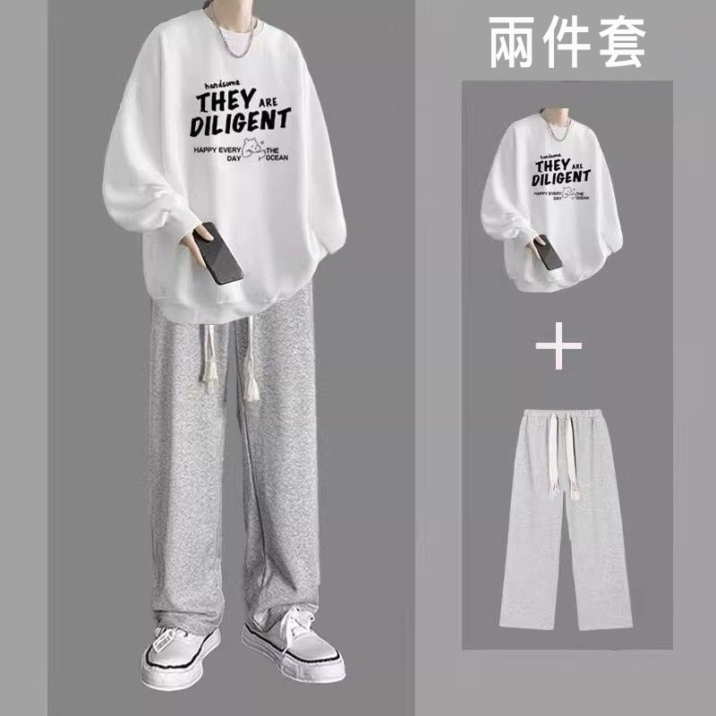 【單件/套裝】字母印花百搭衛衣+闊腿休閒褲褲裝兩件套套裝