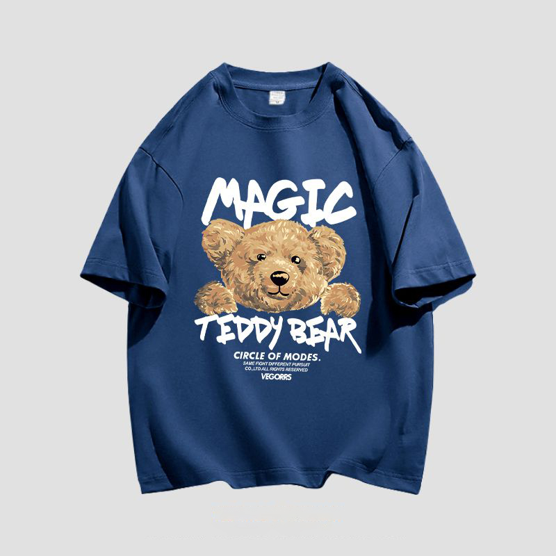 小熊潮流男女款印花韓版短袖T恤
