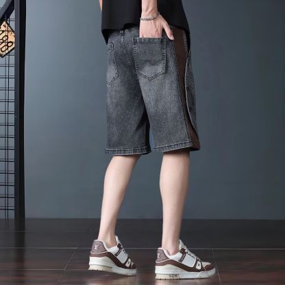 美式復古直筒闊腿薄款寬鬆休閒牛仔短褲