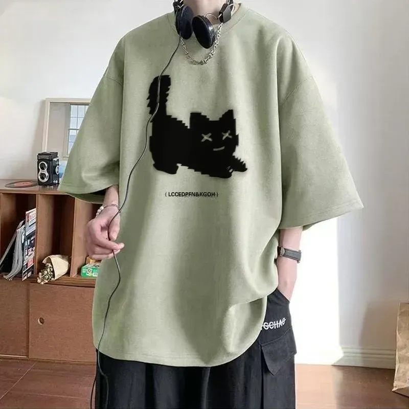 美式復古高街寬鬆百搭情侶款短袖T恤