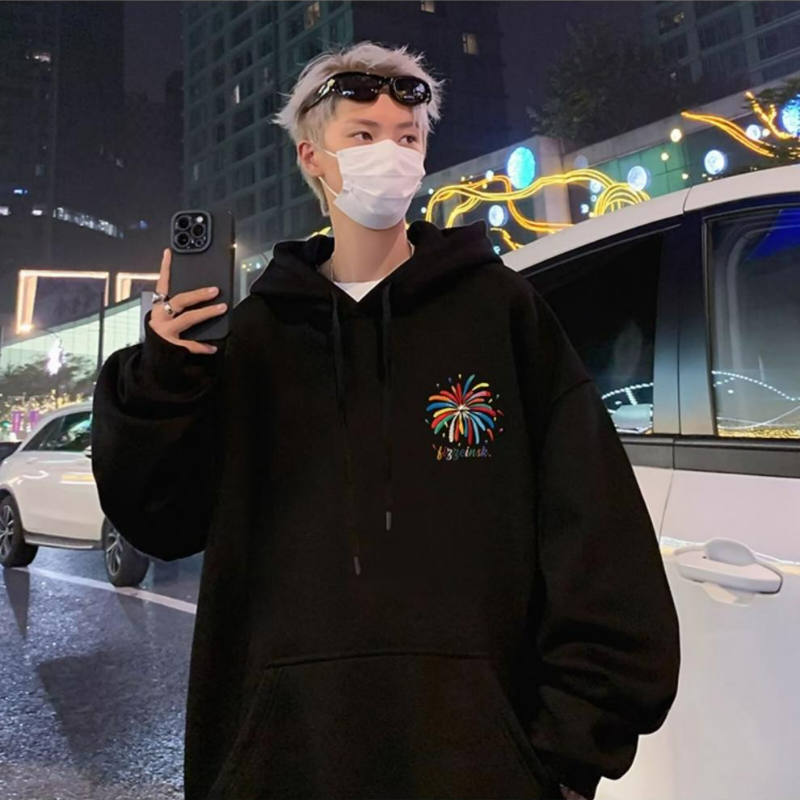 重磅刷毛加厚時尚港風寬鬆美式潮牌連帽T