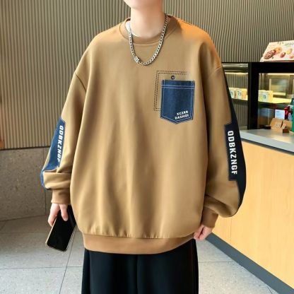 時尚潮流休閒寬鬆圓領印花帥氣長袖t恤