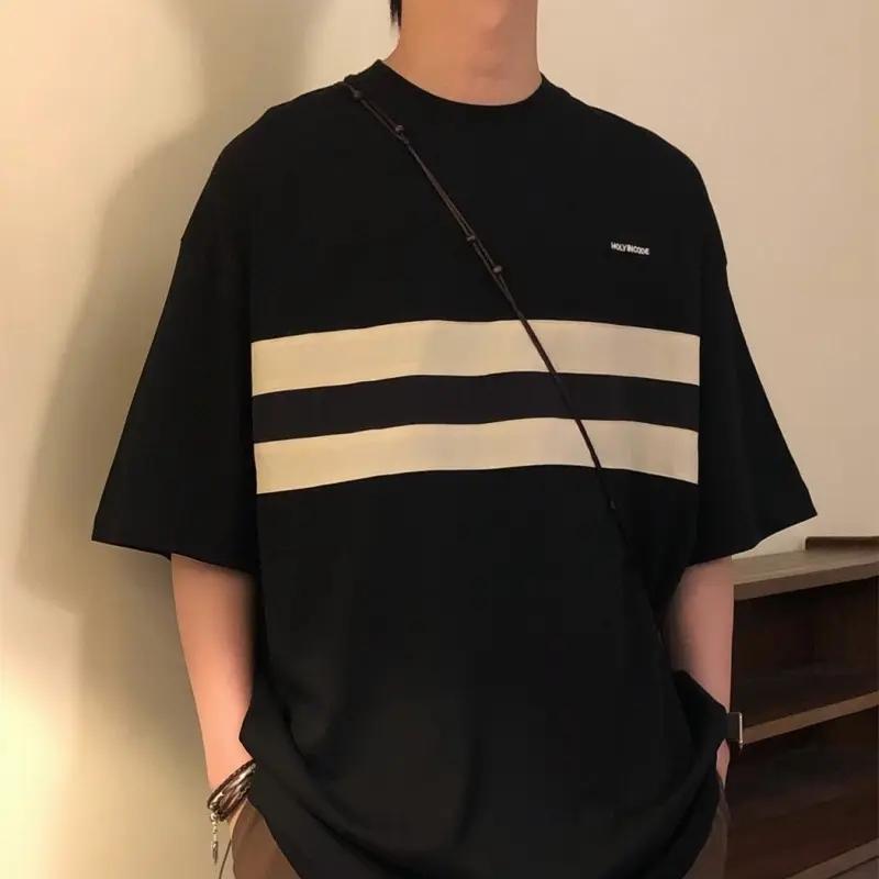 重磅棉高街復古小眾情侶寬鬆字母短袖T恤