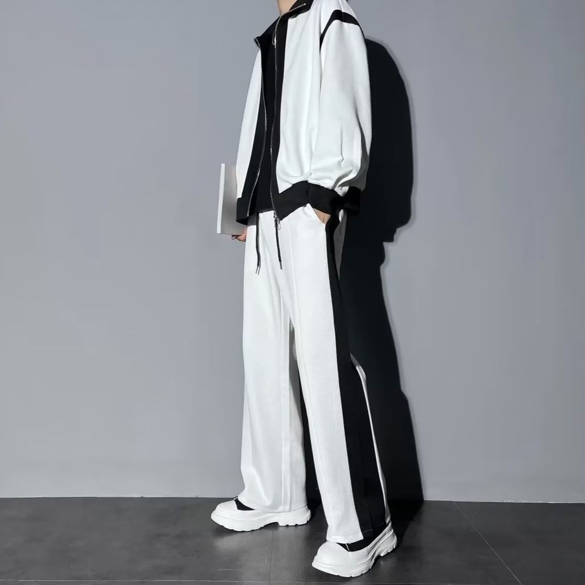 【整套】拼接撞色潮流休閒運動兩件套裝