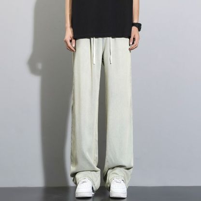 復古天絲垂感薄款寬鬆直筒闊腿休閒牛仔褲