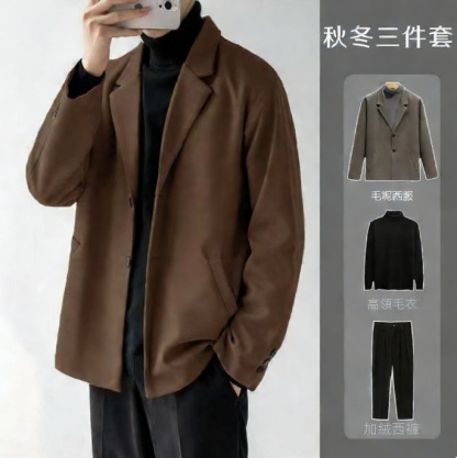 【單件/套裝】毛呢西裝外套高級感輕熟風加厚韓版休閒西服套裝