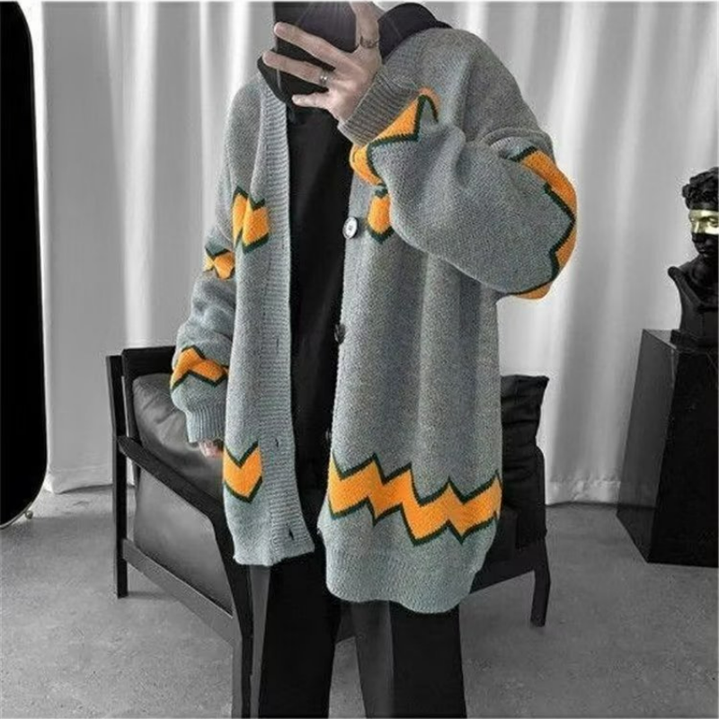 韓版暗黑系毛衣外套寬鬆慵懶長袖針織開衫