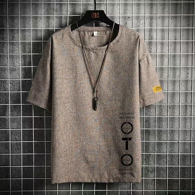 冰絲美式復古印花寬鬆半袖T恤-Nuostyle