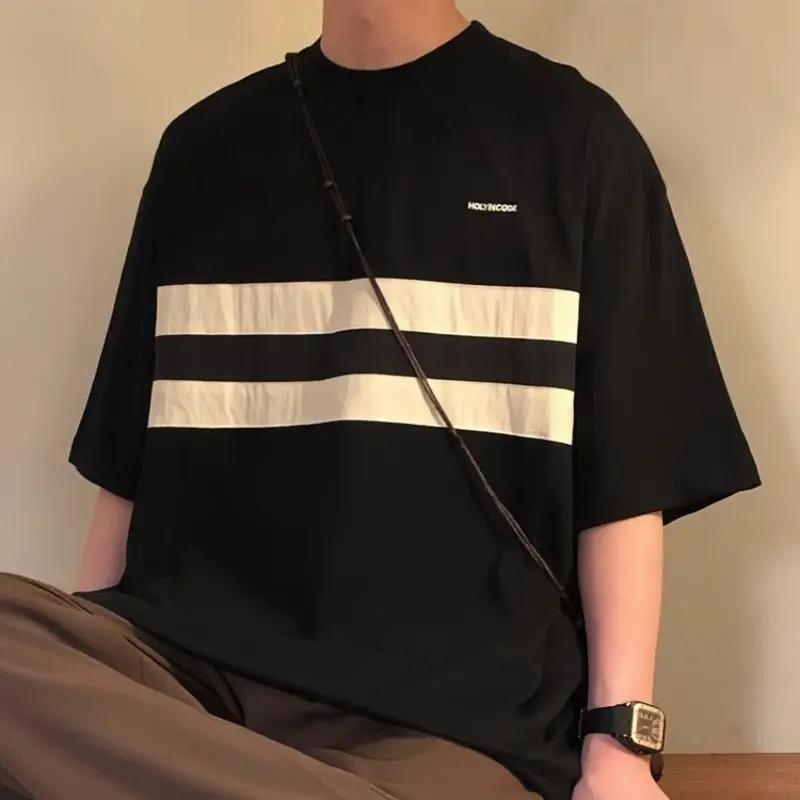 重磅棉高街復古小眾情侶寬鬆字母短袖T恤