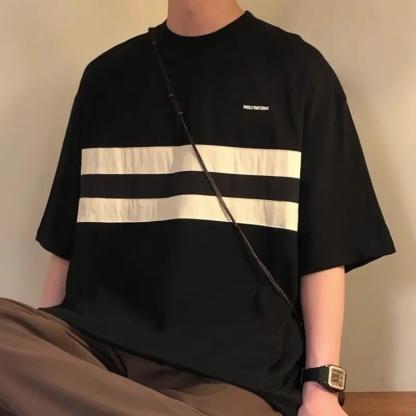 重磅棉高街復古小眾情侶寬鬆字母短袖T恤