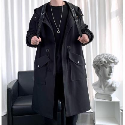 中長款英倫風高端大口袋長袖風衣