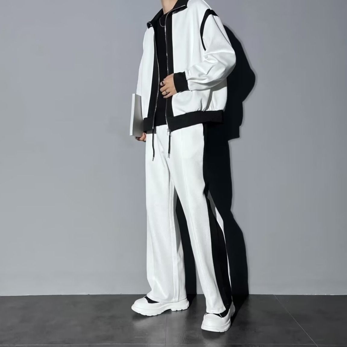 【整套】拼接撞色潮流休閒運動兩件套裝