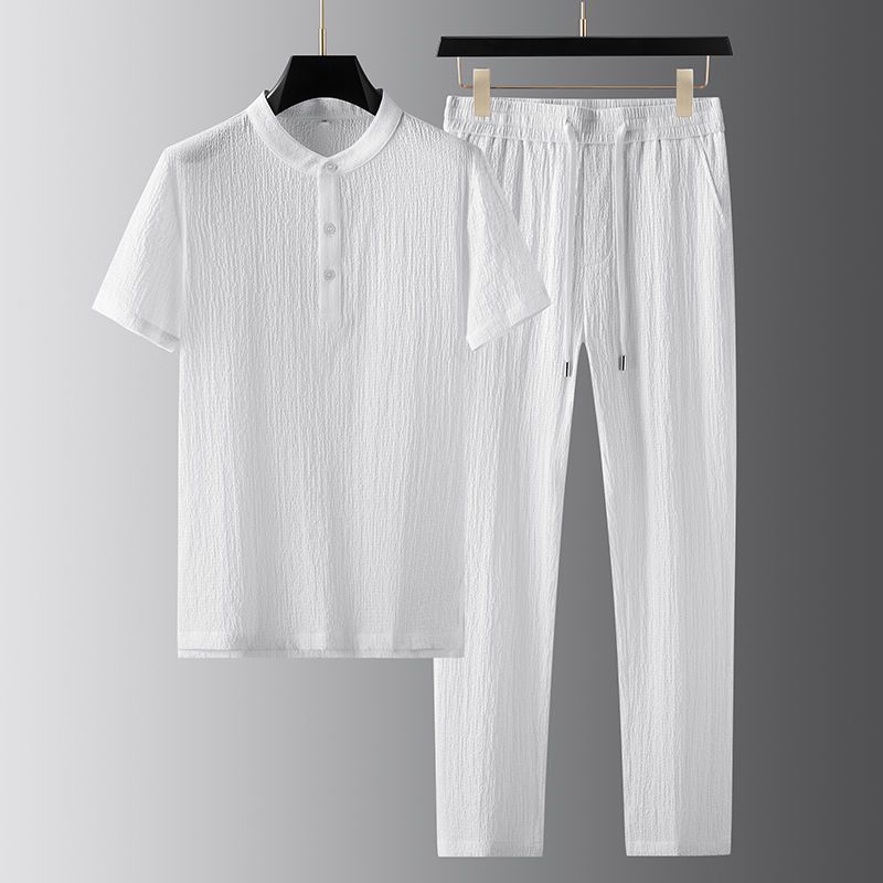 【整套】透氣清爽高級褶皺薄款休閒運動套裝