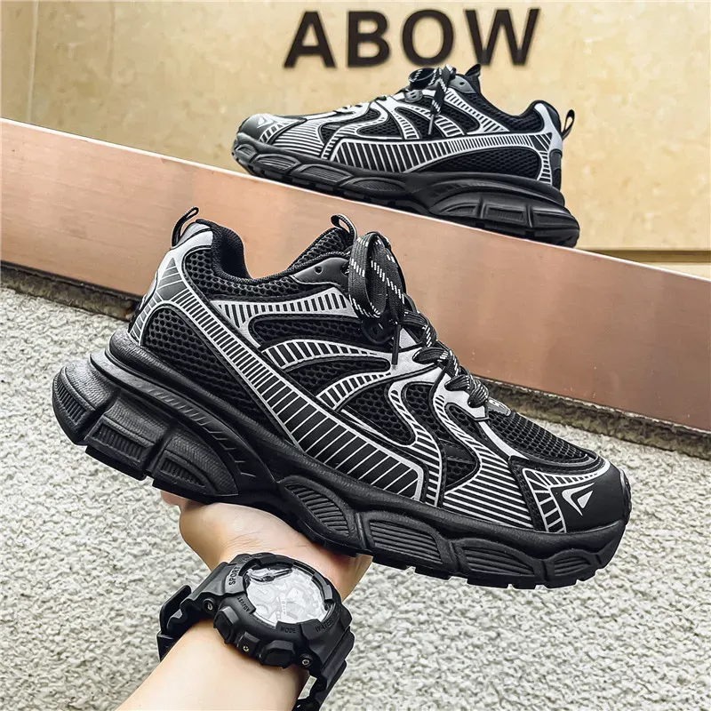 網面透氣休閒鞋運動跑步厚底增高老爹鞋