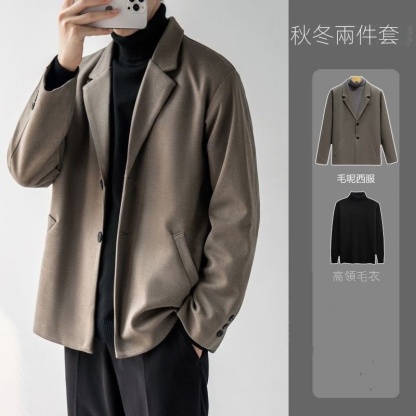 【單件/套裝】毛呢西裝外套高級感輕熟風加厚韓版休閒西服套裝