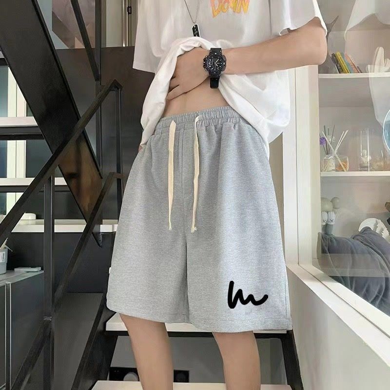 冰絲五分褲華夫格寬鬆運動休閒短褲