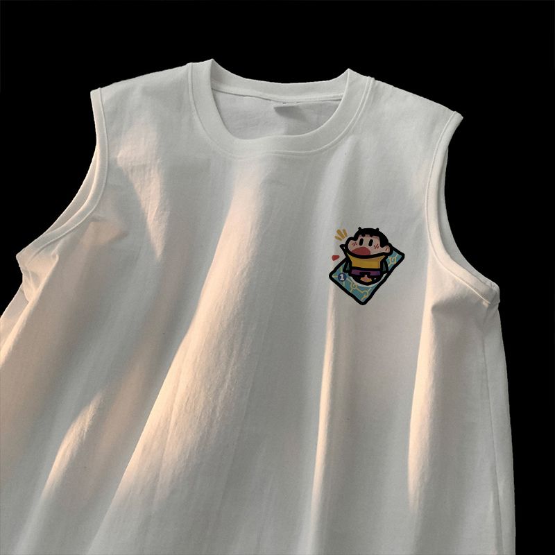 日系休閒寬鬆小新動漫小眾無袖T恤