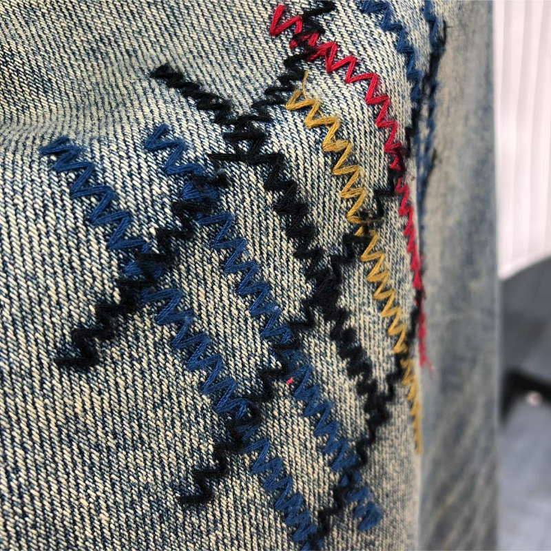 美式街頭做舊時尚寬鬆高街vibe風牛仔褲