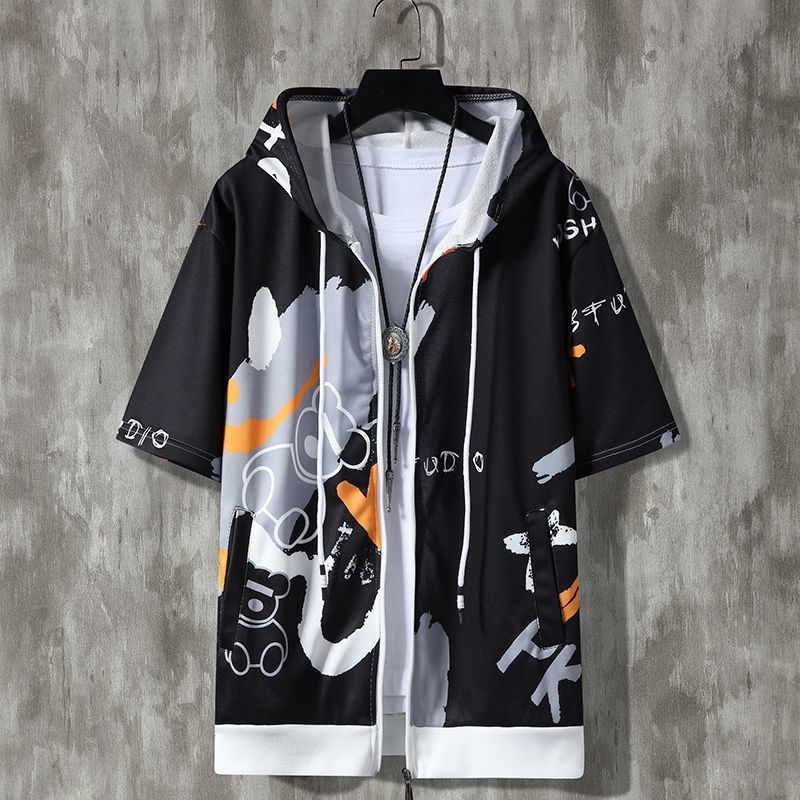 潮流拉鏈外套運動休閒連帽衛衣短袖