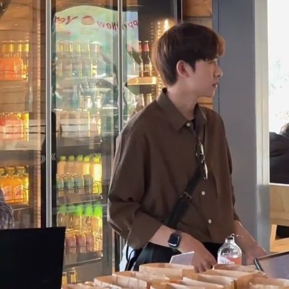 【單件/套裝】韓系時尚咖色泡泡肌理面料襯衫+寬松百搭休閑西褲兩件套