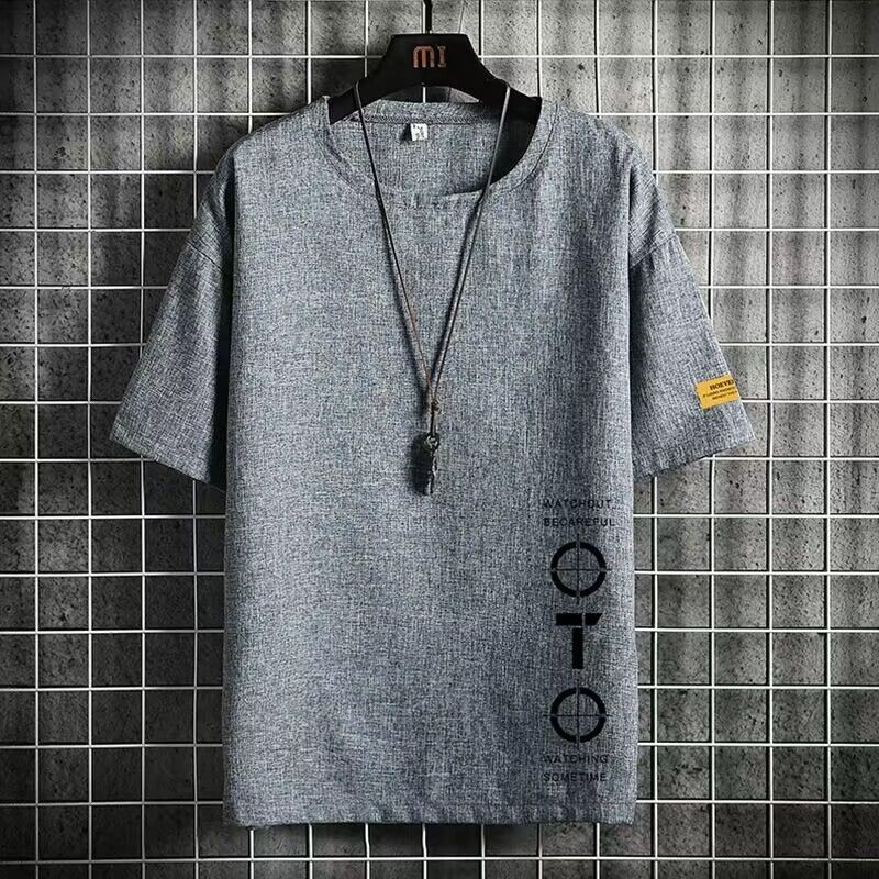 冰絲美式復古印花寬鬆半袖T恤-Nuostyle